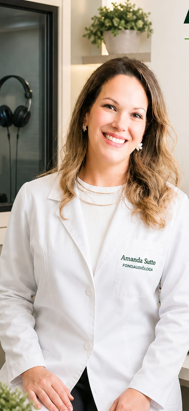 Amanda Sutto, fonoaudióloga, em seu consultório
